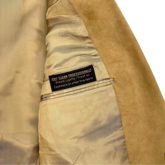 Vintage Neiman Marcus Men's Suede 2 Button Blazer Tan Size 42 - Picture 5 of 11